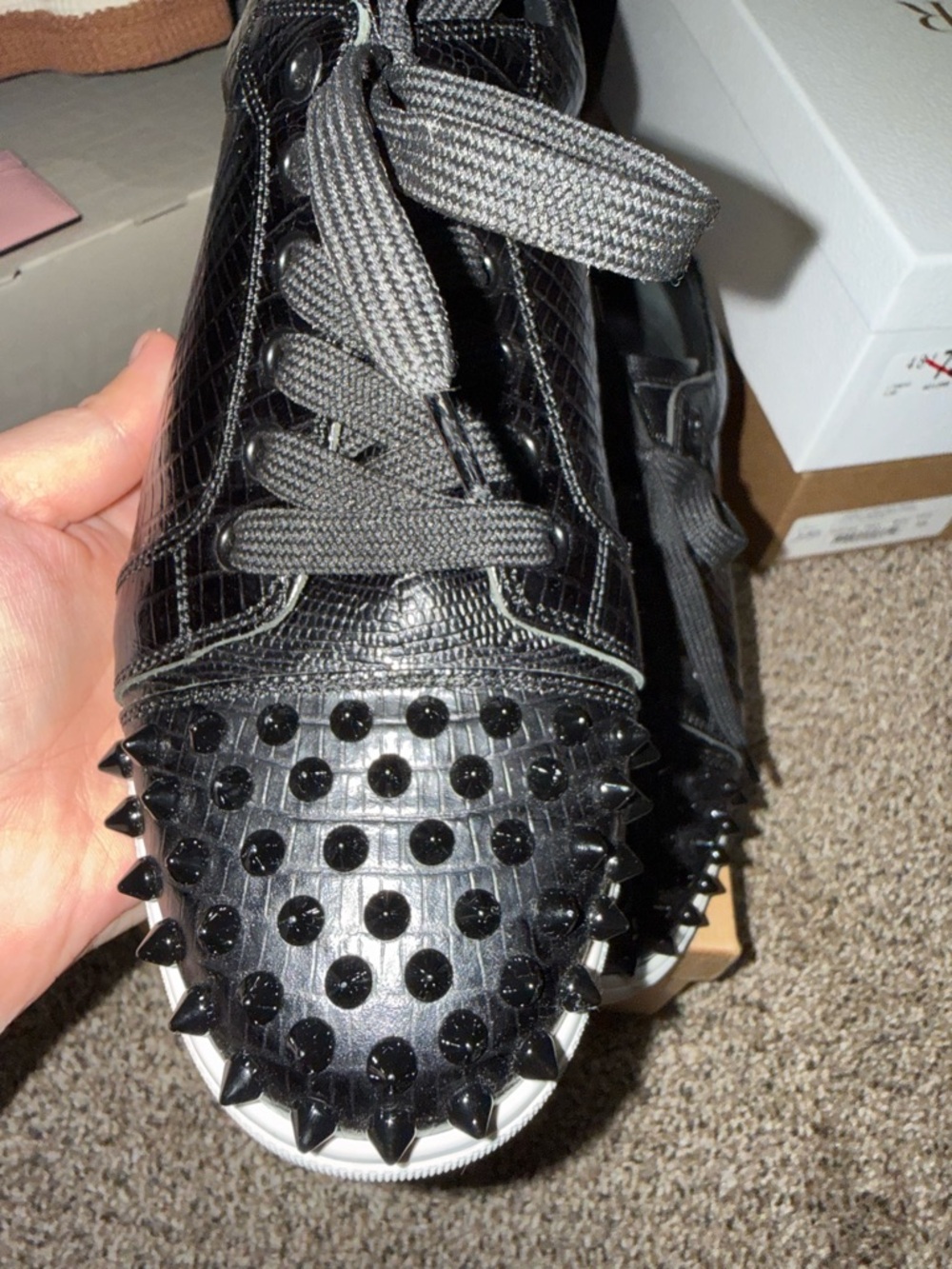Christian Louboutin Black Studded Low-Top Sneakers - Picture 4 of 7